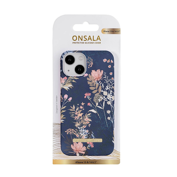 [LLC]ONSALA iPhone 13 / 14 Deksel Mørk Blomst 240