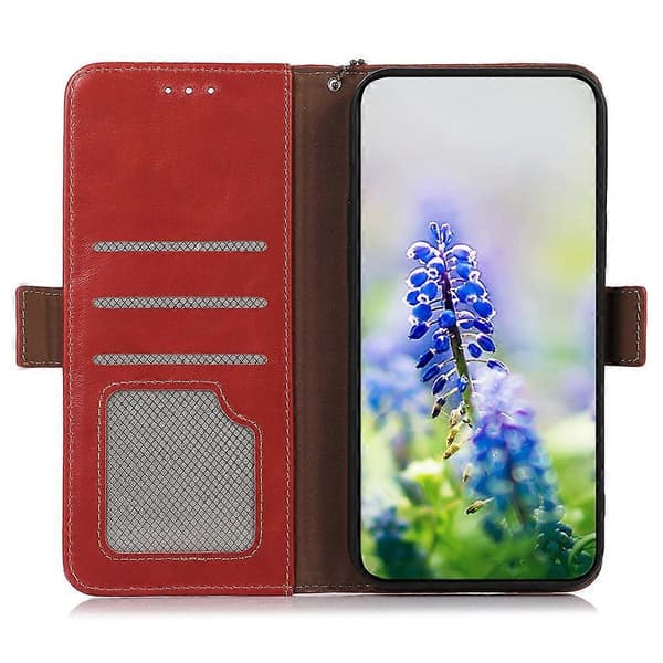 [LLC] Kompatibelt deksel for Xiaomi 15T, RFID-lommebokdeksel i ekte kuskinn Red
