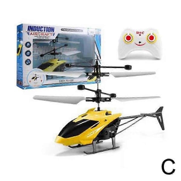 [LLC]Fjernkontrollhelikopter for gutter USB oppladbar infrarød sensor RC helikopter ubemannet drone utendørsleker Remote Control Yellow