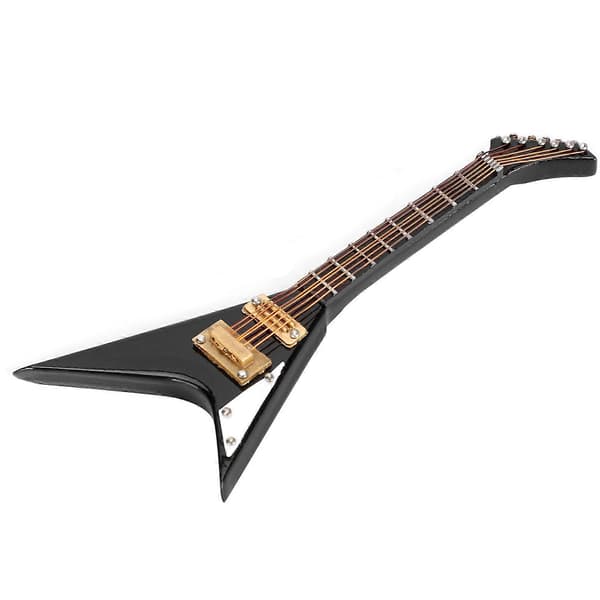 [LLC] Gitarpynt Miniatyrpynt V-formet Mini Musikkinstrument Modell Gave Svart 10cm