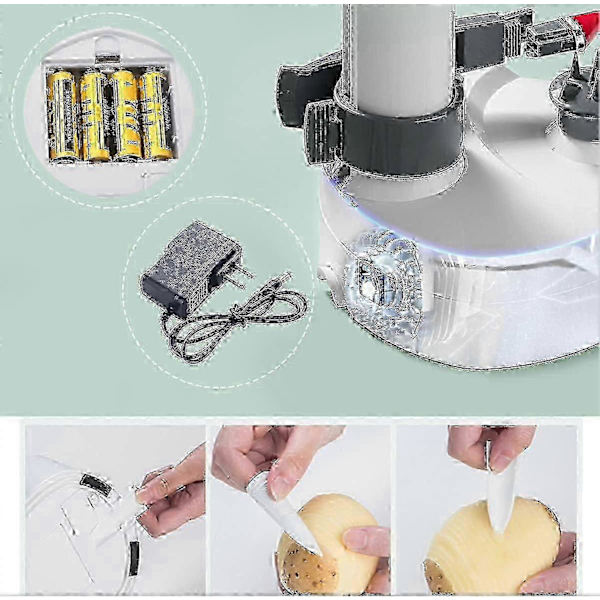 [LLC] Elektrisk skreller for epler og poteter, leveres med 2 skarpe blader