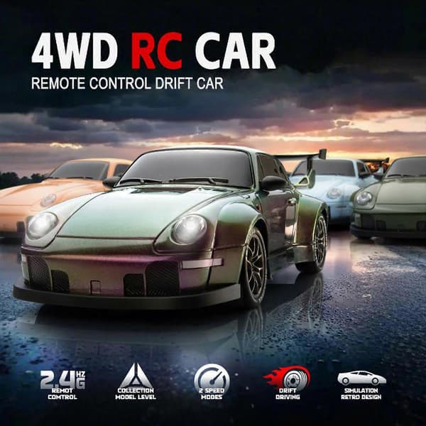 [LLC]1:24 Skala 4wd RC Driftbil Med 2 Hastighedstilstande, LED-lys & 50m Rækkevidde