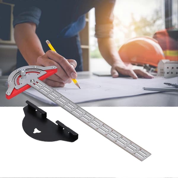 [LLC]Thodworker Edge Ruler Protractor Rostfritt Stål Vinkelmätverktyg Snickartillbehör 38.1cm