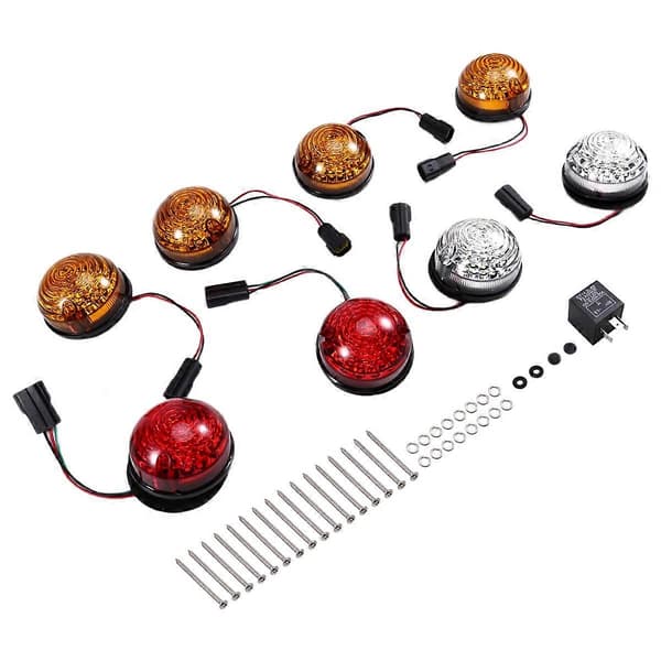 LED baklys, front- og bakindikator, blinklys, sidemarkeringslampekit for Land Rover Defender As shown