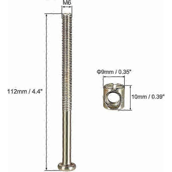 [LLC]Th x 110mm Møbelbolt for Skapmontering og Trearbeidsprosjekter