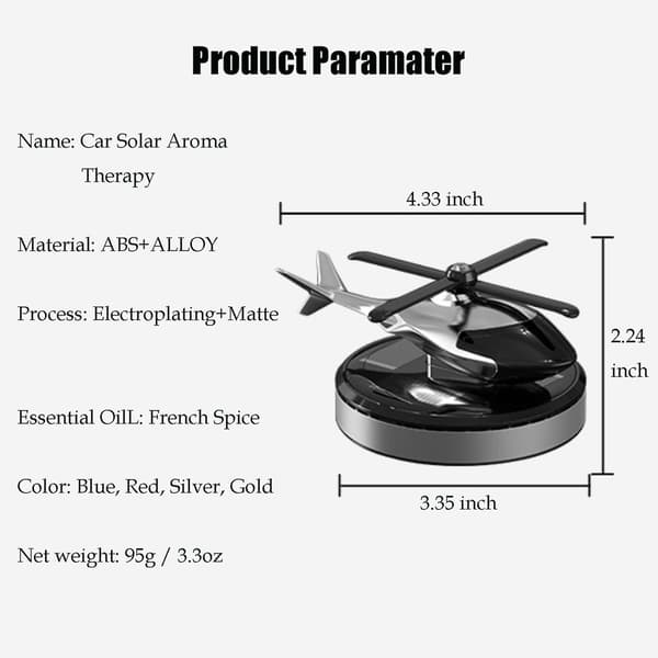 [LLC]2023 - Solar Roterende Helikopter Aroma Diffuser Bil Luftfrisker Pipshop Autodele Bil Hjem Kontor
