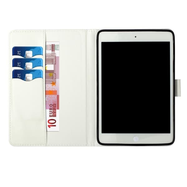 [LLC]iPad Mini (2019) mønster læder flip etui - kat Vit white