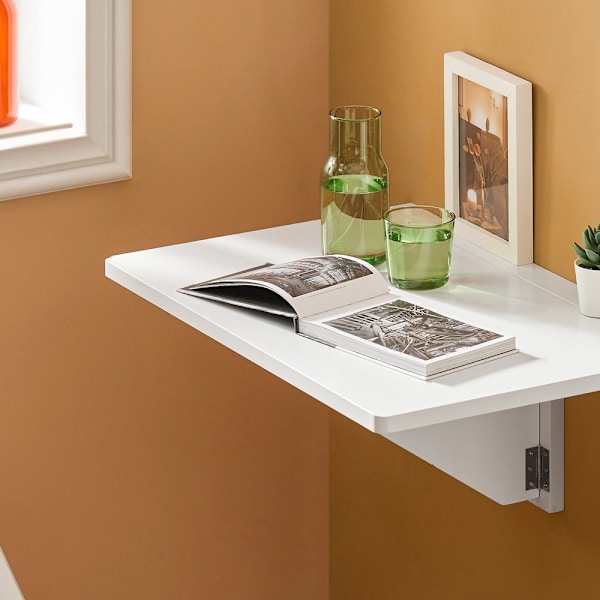 [LLC]SoBuy White Foldable Wall Table with Foldable and Wall-Mounted and Space-Saving and Compact and