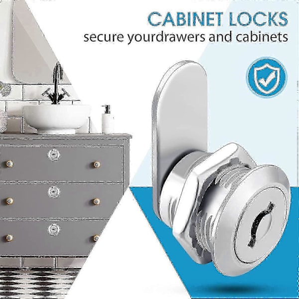 [LLC]16 pcs Cabinet Cam Locks with Same Key 5/8\" Zinc Alloy Drawer Locks Silver