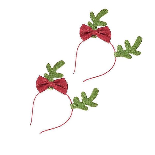Hårband för fest, 2 st juldekorerade gröna hårband med flockad yta