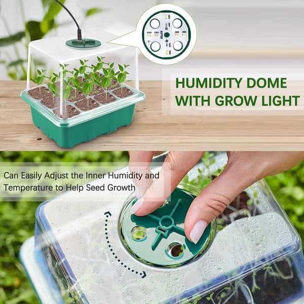 [LLC] Mini drivhus for grønne planter, 5 stk 60 celler LED med innendørsbelysning