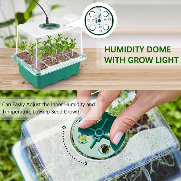 [LLC] Mini drivhus til grønne planter, 5 stk. 60 celler LED med indendørs belysning