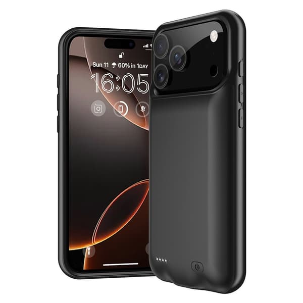 [LLC] Ladeetui for iPhone 17 Pro 6000mAh oppladbart batterideksel Powerbank Transparent transparent