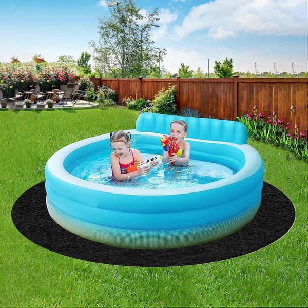 [LLC]Thft Runde Pool Liners – Punkteringsbestandig Sammenfoldelig Spabad Gulvmåtte, Sort 10ft