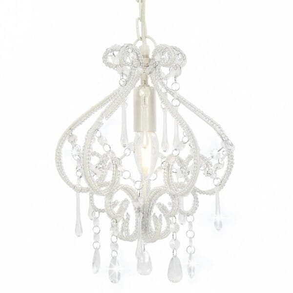 [LLC]vidaXL Ceiling lamp with beads white round E14 Vit white