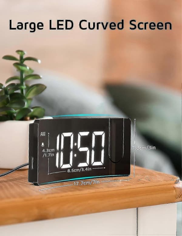 [LLC] Projection Alarm Clock, Digital Clock with 180° Rotatable Projector, 3-Level Brightness Dimmer White Digit