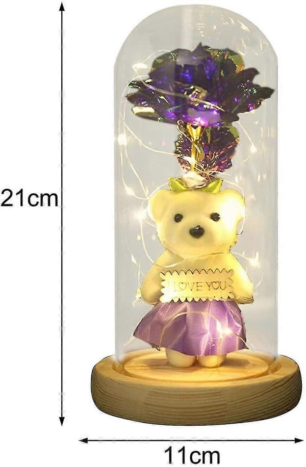 [LLC]Galaxy Rose i glaskupol med ljus Infinity Rose Flower Shines purple