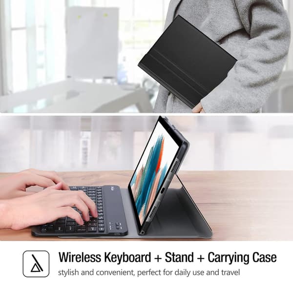 [LLC] Works with Samsung Tab Tablet Case Wireless Bluetooth Keyboard Black black S6 liet P610(2019/2022）