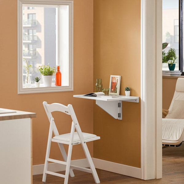 [LLC]SoBuy White Foldable Wall Table with Foldable and Wall-Mounted and Space-Saving and Compact and