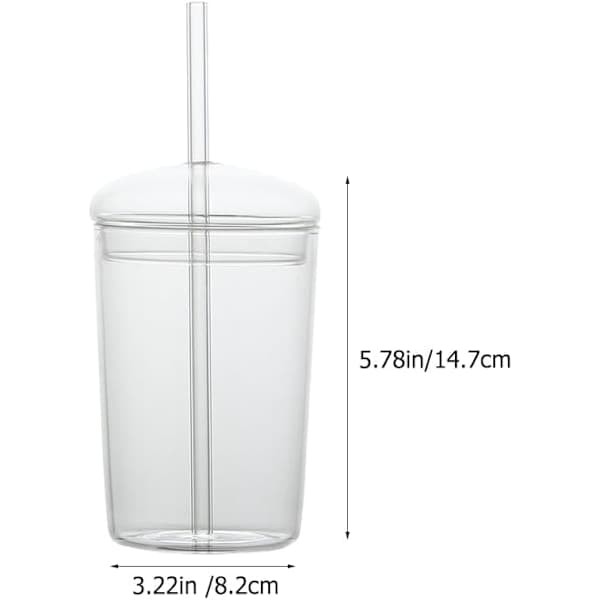 [LLC] Mason Jar med Lock och Sugrör - Boba Glasmugg Estetiska Muggar - Klara Vattenflaskor Återanvändbar Mugg med Lock och Sugrör