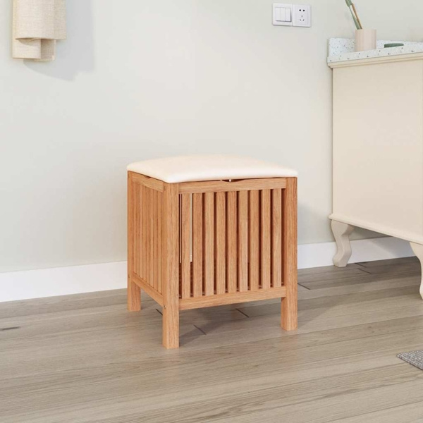 [LLC]vidaXL Bathroom Stool 40.5x40x52 cm Solid Walnut Wood Brown Brun