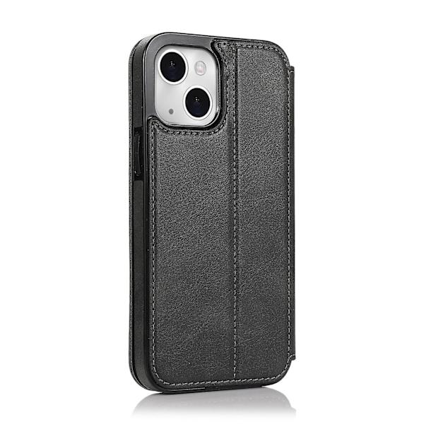 [LLC] Compatible with iPhone 13 Mini Case Leather Wallet Flip Phone Case Black