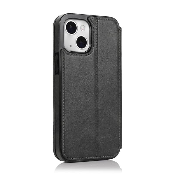 [LLC]Kompatibel med iPhone 13 Mini Etui Læder Pung Flip Telefoncover Black