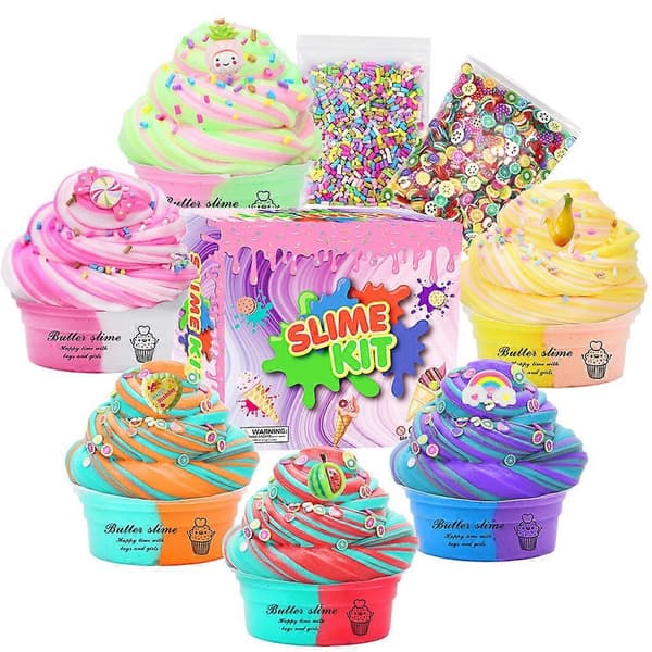 [LLC] 6-pack Partyfavorer med Vattenmelon Regnbåge Godis Kärlek Slimes Smör Slimes Kit för Flickor