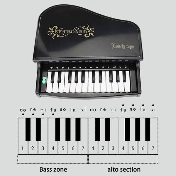 [LLC] Småbarnsleksaker Barnens lilla pianomusikbox, elektronisk orgelleksak för babypresenter Black Free Size