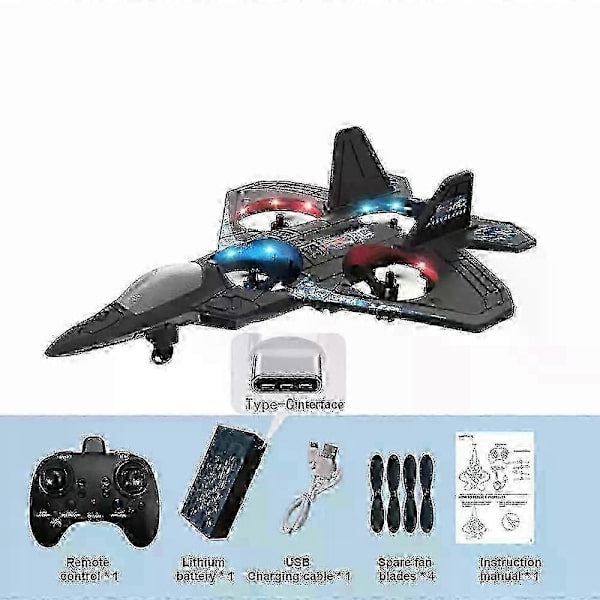 [LLC]Thunder Jet Pro 2.4 GHz fjernstyret jagerflylegetøj, sort