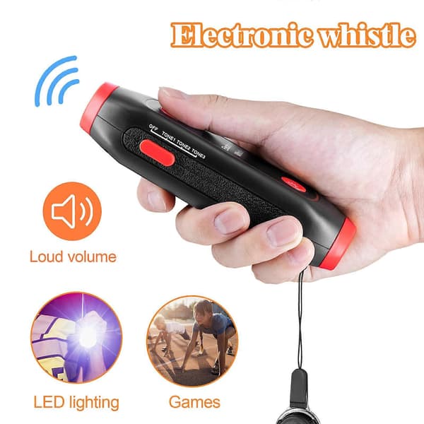 [LLC] Electronic Whistle, Handheld Electric Whistle with Lanyard, SOS Light, Flashlight for Coaches, Referees, PE Teachers Orange