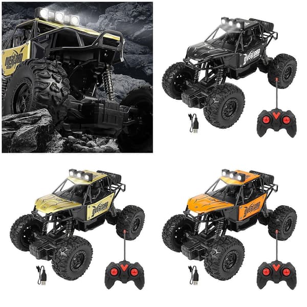 [LLC] Terrängfjärrstyrd bil med LED-nattljus och responsiv styrprecision kontrollerade monster för utomhuskul, orange Gold