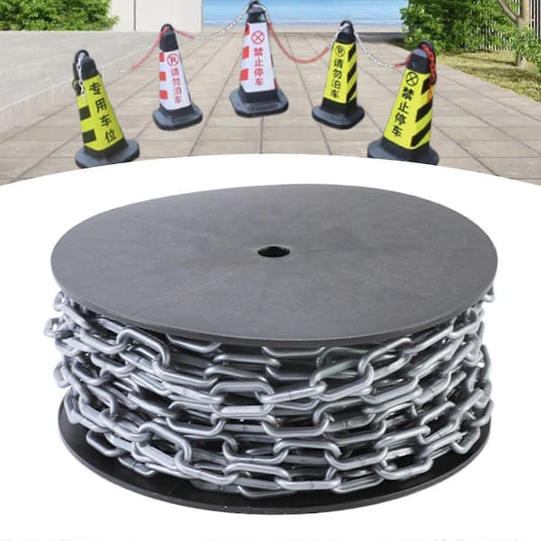 [LLC]Thgh Visibility Safety Barrier Chain PP Plastic Easy Cut Caution Security for Parking Driveway Events Gray
