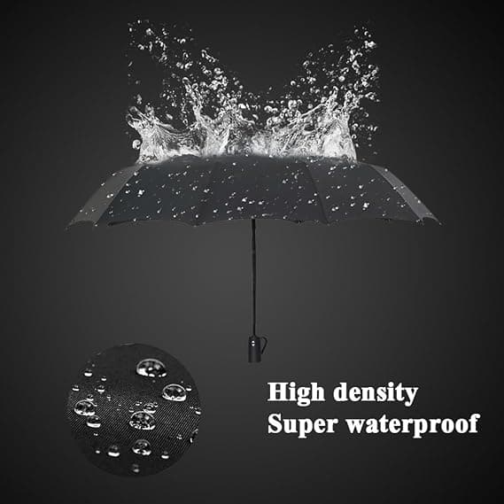 [LLC]Foldable Storm Umbrella Automatic Windproof Waterproof Compact Travel Umbrella 12 Ribs Strong Grip Easy to Fold Black 105 cm