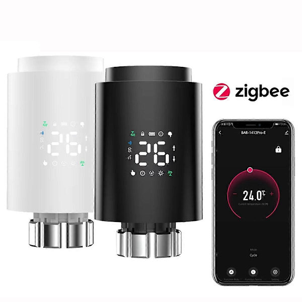 [LLC]Thya ZigBee Smart Radiatoraktuator TRV Programmerbar Termostatisk Radiatorventil App Fjernstyrt Tempera White