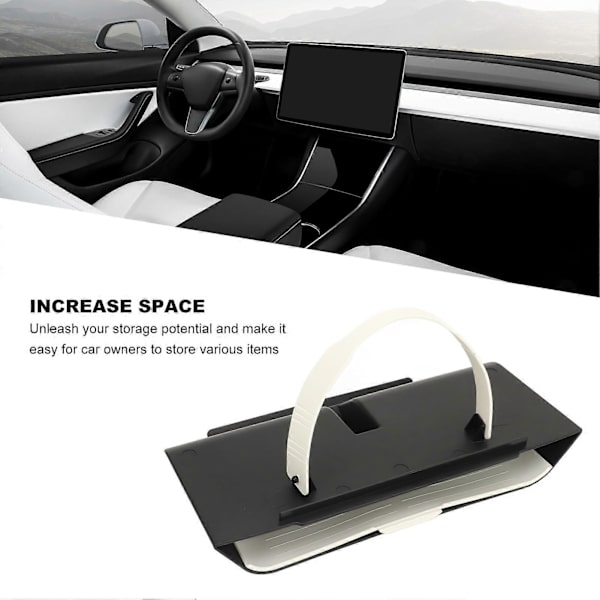 [LLC] Under-Screen Storage Tray Large Capacity Non-Slip Under-Screen Storage Tray Replacement for Tesla Model 3 White Handle