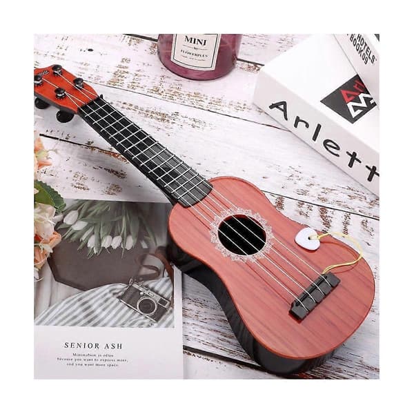[LLC]Gitarrleksak Barns simuleringsmusikgitarrinstrument Mini fyrsträngad kan spelas för tidig Wood