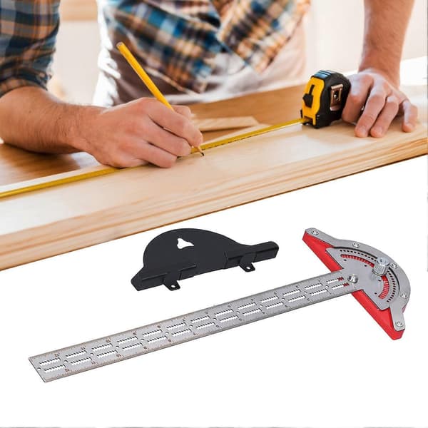 [LLC]Thodworker Edge Ruler Protractor Vinkelmåleverktøy i rustfritt stål Tømrerutstyr 38.1cm