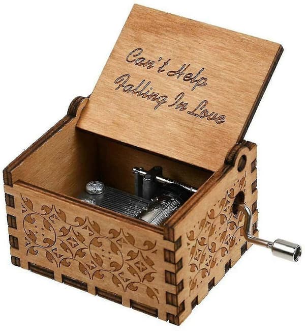 [LLC]Can't Help Falling In Love Tre-spilledåse, antikk gravert musikkboks til bursdag Tw