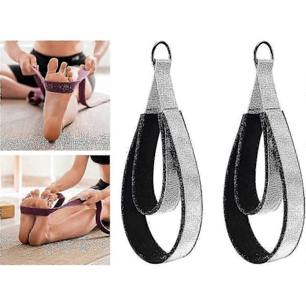 [LLC]2X Pilates Double Loop Straps D Rings Straps Handle Pilates Accessories Pilates Equipment Exercise for Improve Flexibility