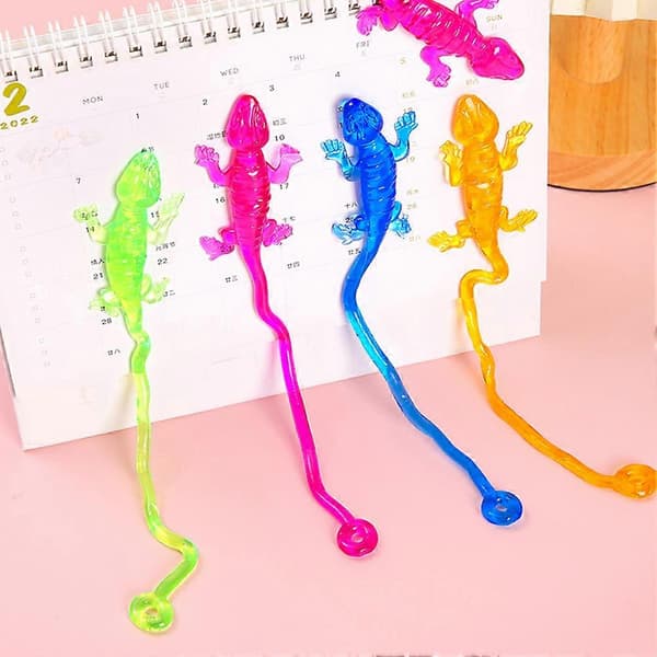 [LLC] 5 stk. Klæbrig øgle, elastisk øglelegetøj, squishy legetøj, øglefigurer, strækbare dyr, festposefyld [WSY] 5pcs