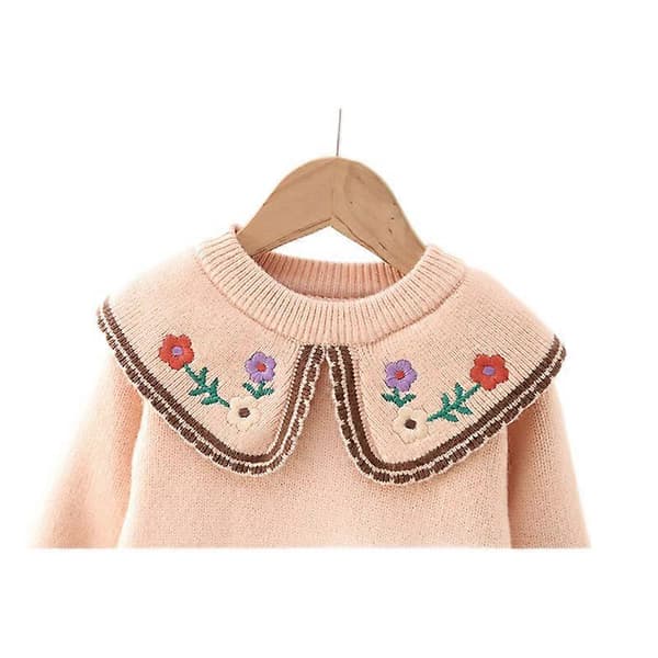 Julesweater til små piger, strikket pullover med julemotiv PINK 90CM