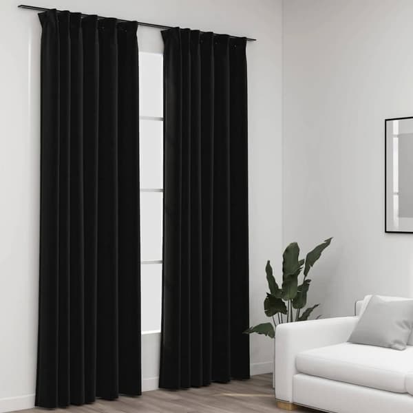 [LLC]vidaXL Blackout Curtains with Hooks 2 pcs Anthracite 140x245 cm Antracit silver