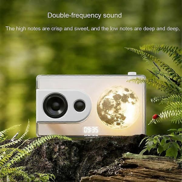 [LLC]M6 Moonlight Music Box Bluetooth-højttaler understøtter TF-kortafspilning AUX-computerforbindelse ur gennemsigtig lydboks A Black
