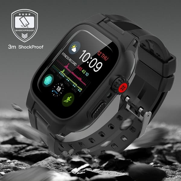 [LLC]ShellBox Armbånd Apple Watch 44 mm Vandtæt Etui Sort 78