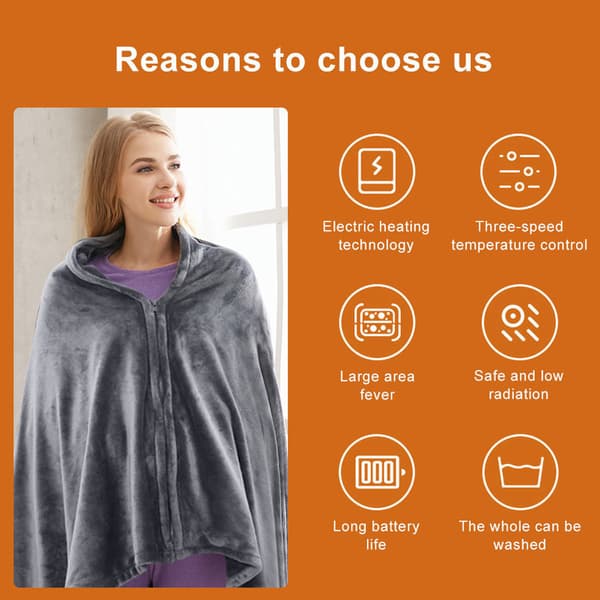 [LLC]Electric Heated Blanket 5V USB Powered 3 Levels Adjustable Fast Heating 150x85cm Heating Blanket for Office Grey