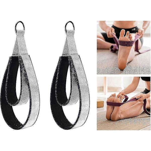 [LLC]2X Pilates Double Loop Straps D Rings Straps Handle Pilates Accessories Pilates Equipment Exercise for Improve Flexibility