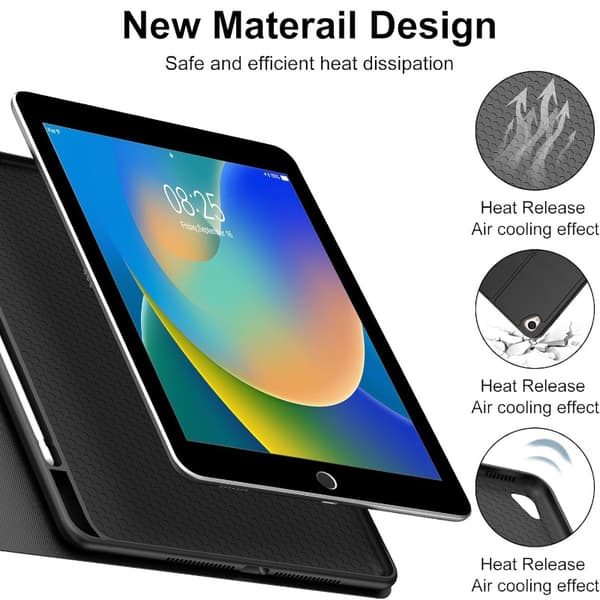 [LLC] Keyboard for iPad 9th Generation 2021/iPad 8th 2020/iPad 7th 2019 10.2 inch - Wireless Bluetooth AZERTY Keyboard, Soft Back Cover