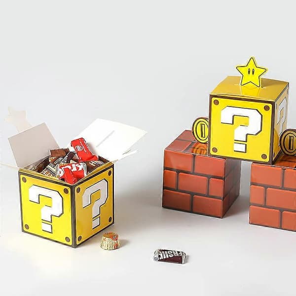 [LLC] 20-pack Super Mario Party Gift Boxes - Brick & Question Mark Birthday Decorations