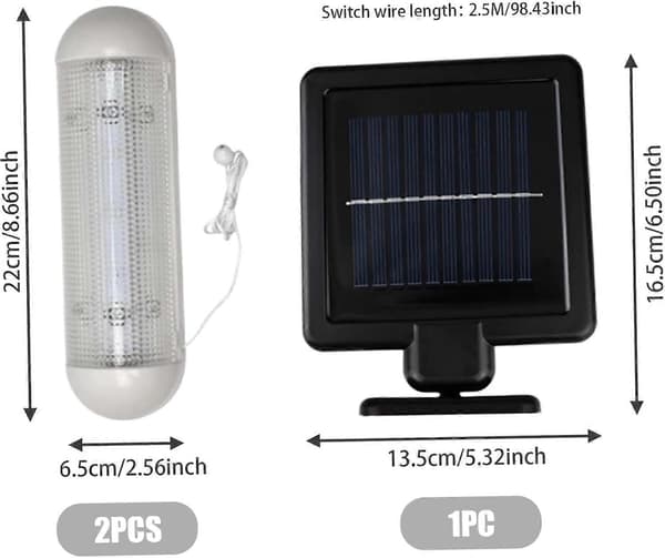 [LLC] Solpaneler til skur, solcellelampe med træksnor, LED dobbeltlampe